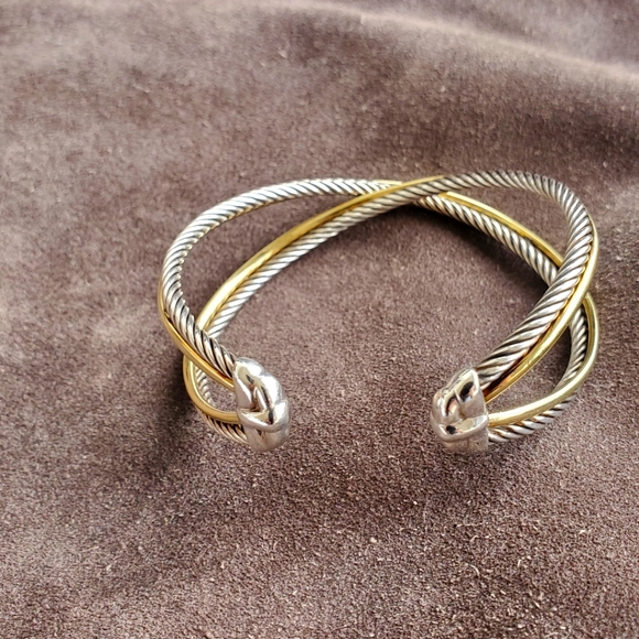 David Yurman Gold Bracelet Crossover X Cuff OZ - Picture 2 of 4